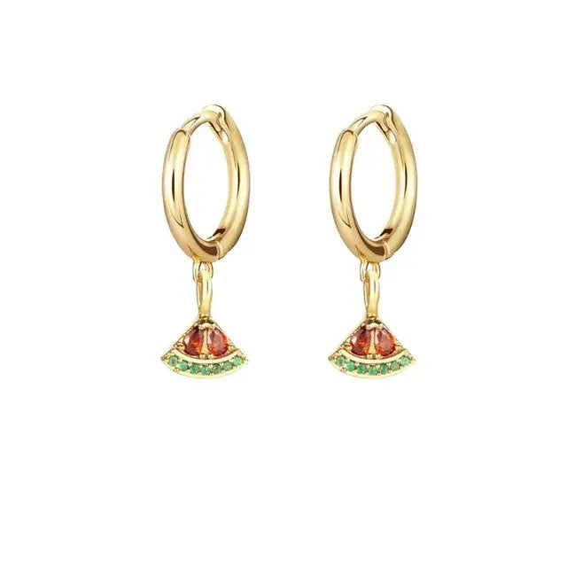 Cubic Zirconia Fruit Hoop Earrings