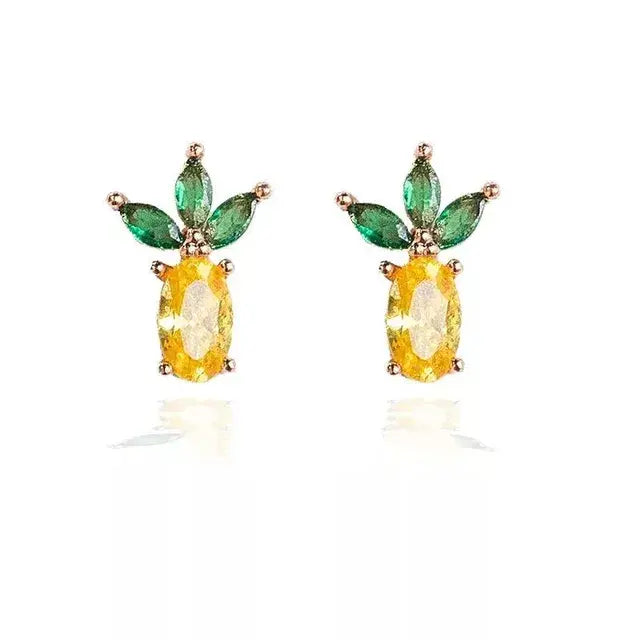 Cubic Zirconia Fruit Hoop Earrings