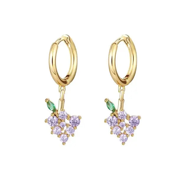 Cubic Zirconia Fruit Hoop Earrings