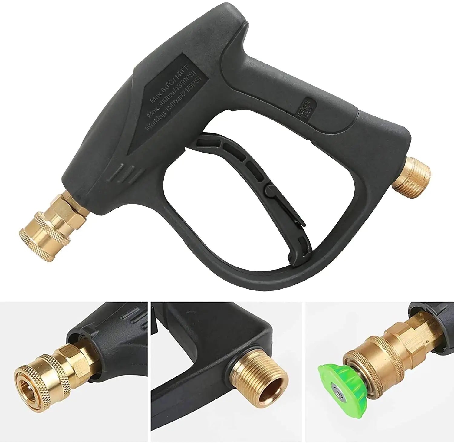 1/4" High Pressure Washer Gun 4000 PSI Car Wash Foam Spray Short Wand w/ Nozzle - Ty Marcket