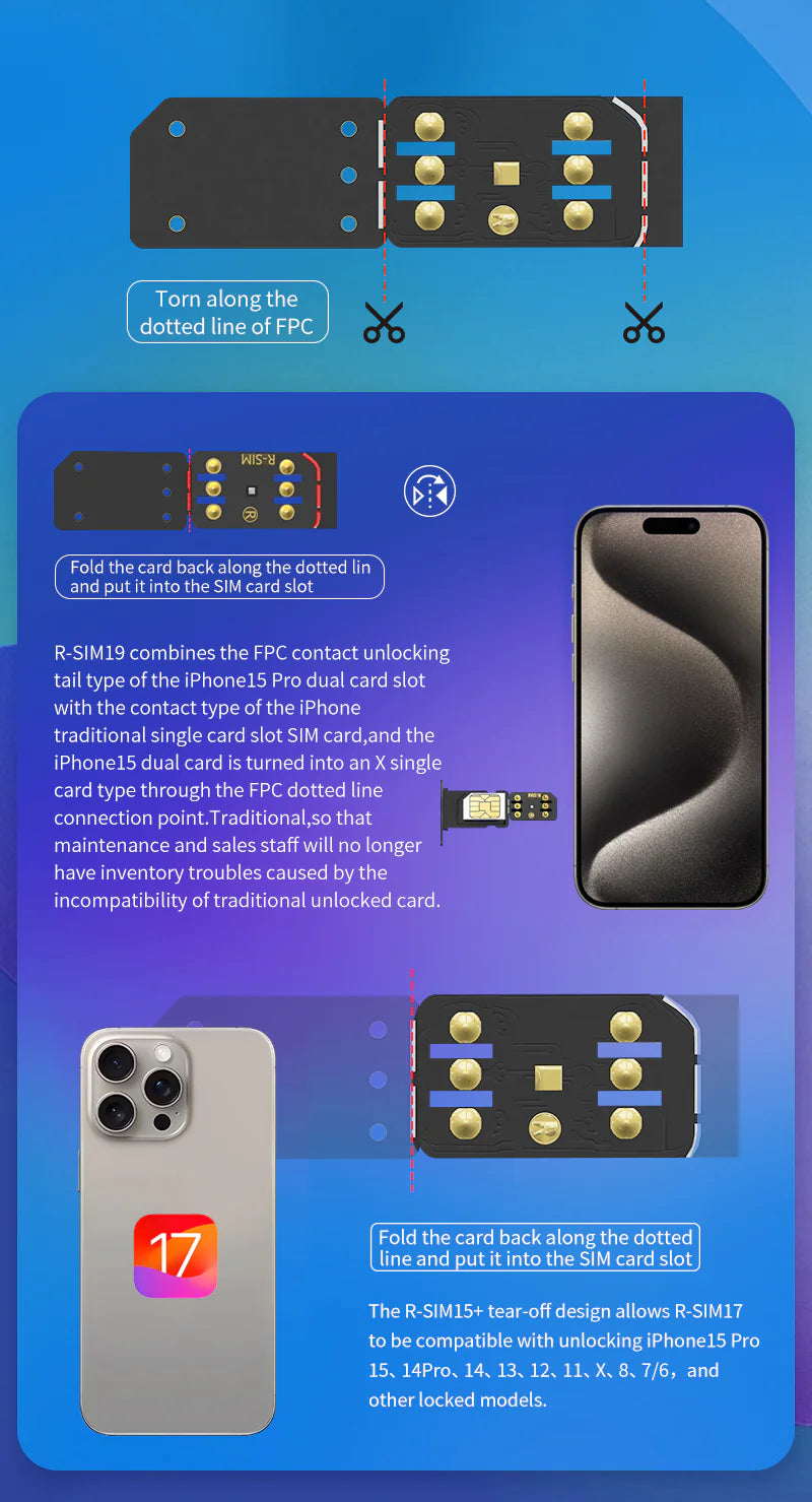 R-SIM19 NEW QPE Stable Unlock SIM Card For iPhone 15 Plus 14 13 Pro Max 12 IOS17