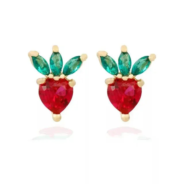 Cubic Zirconia Fruit Hoop Earrings