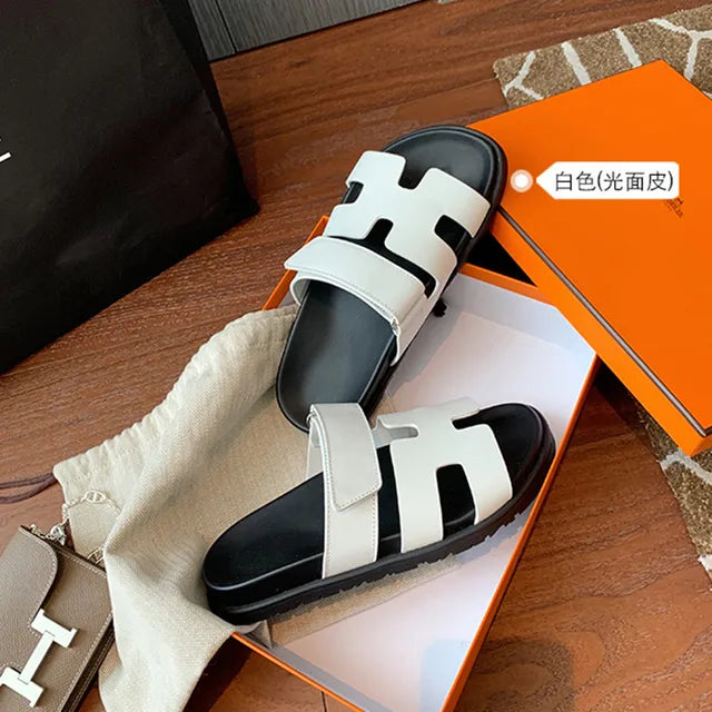 Optical Soled Leather Slippers for Women