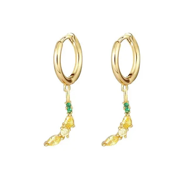 Cubic Zirconia Fruit Hoop Earrings