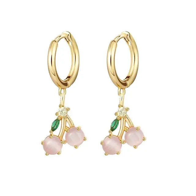 Cubic Zirconia Fruit Hoop Earrings