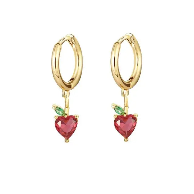 Cubic Zirconia Fruit Hoop Earrings