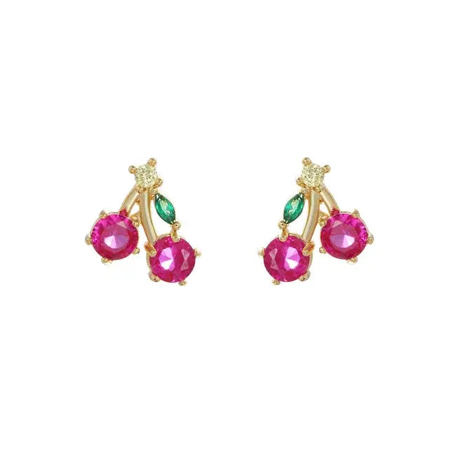 Cubic Zirconia Fruit Hoop Earrings