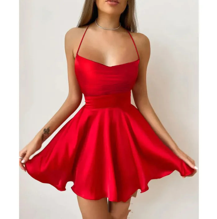 Suspender Satin Waist Skirt