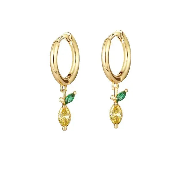 Cubic Zirconia Fruit Hoop Earrings